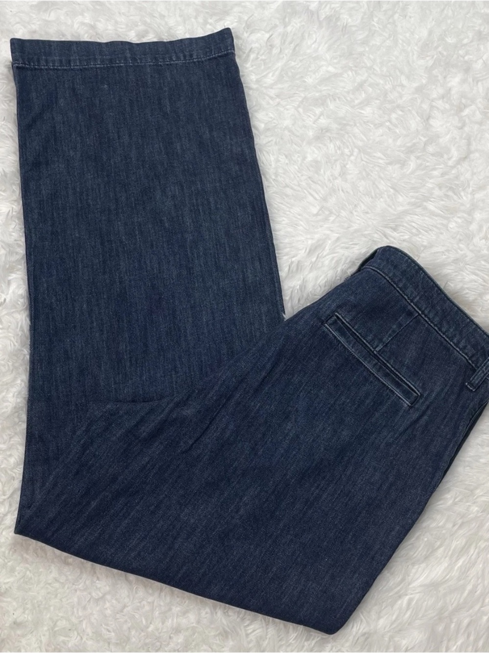 J.Crew Jeans Women’s Size 30 Wide Leg Pleated Trousers Pants Blue Denim BX566